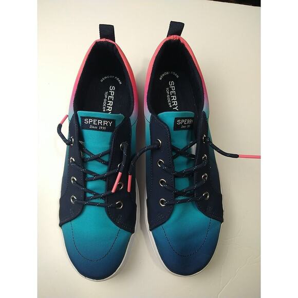 Sperry Woman 5.5M Crest Vibre Blue Ombre Sneakers Top Sliders - Picture 1 of 10